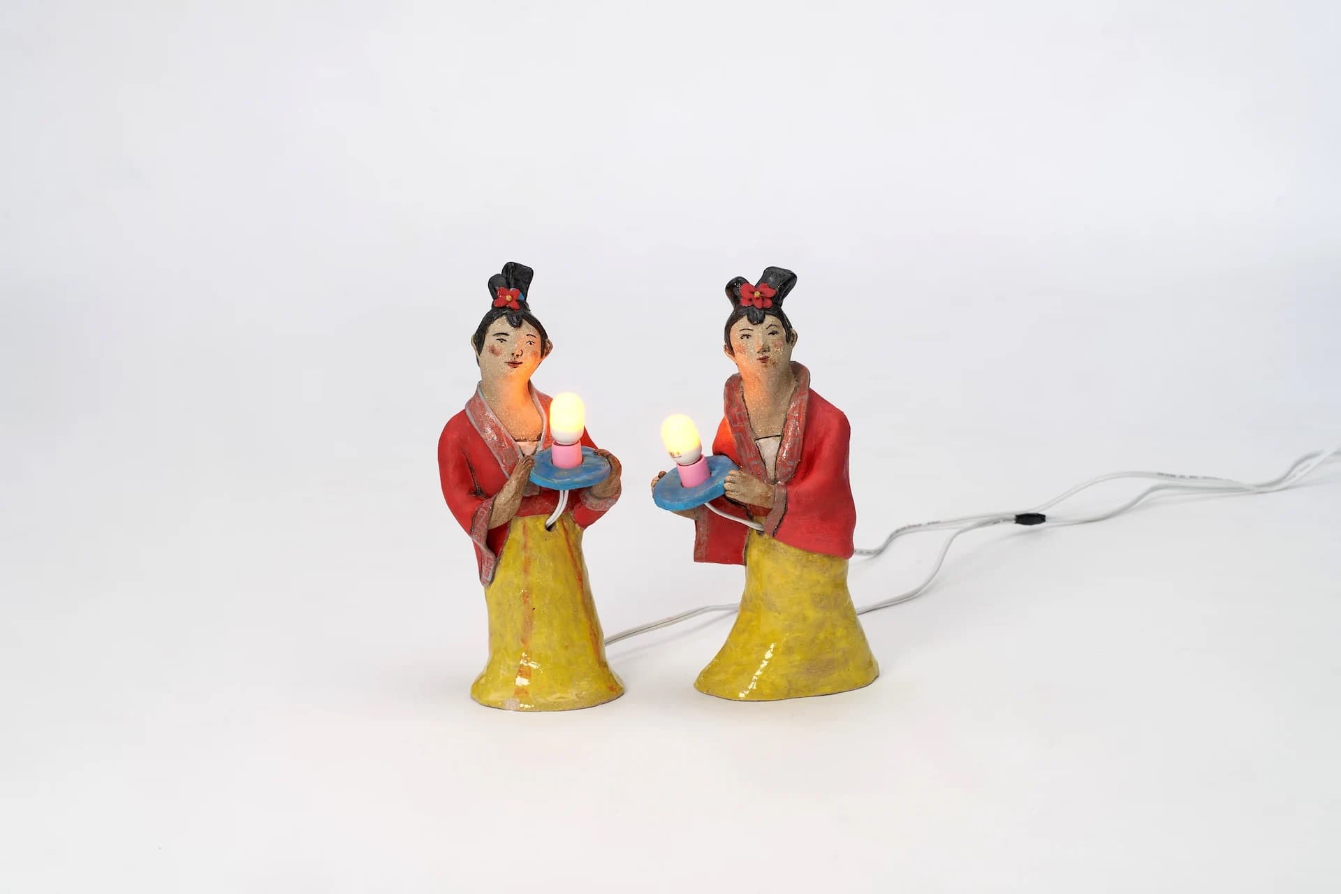 仕女持燈 陶瓷燈-2