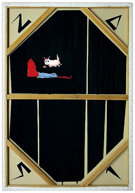 物的理│用黑色底膠塗抹1張半麻畫布背面b