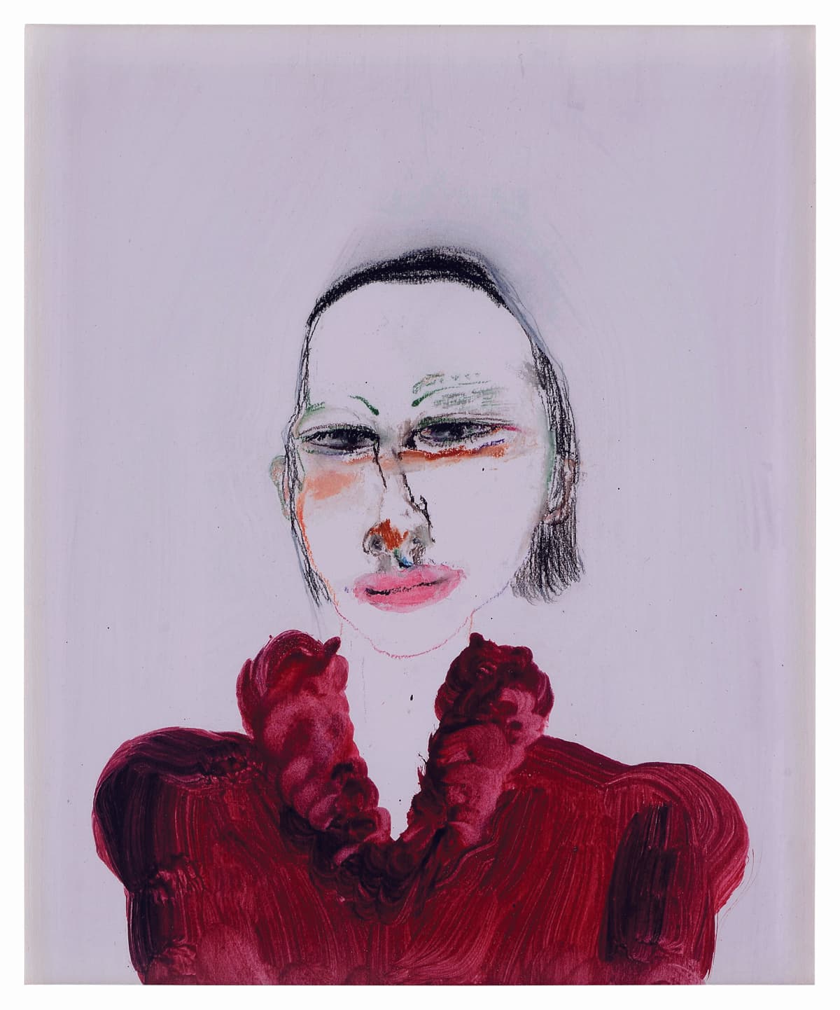 17-紅色肖像4-粉彩壓克力紙本44x48cm2011