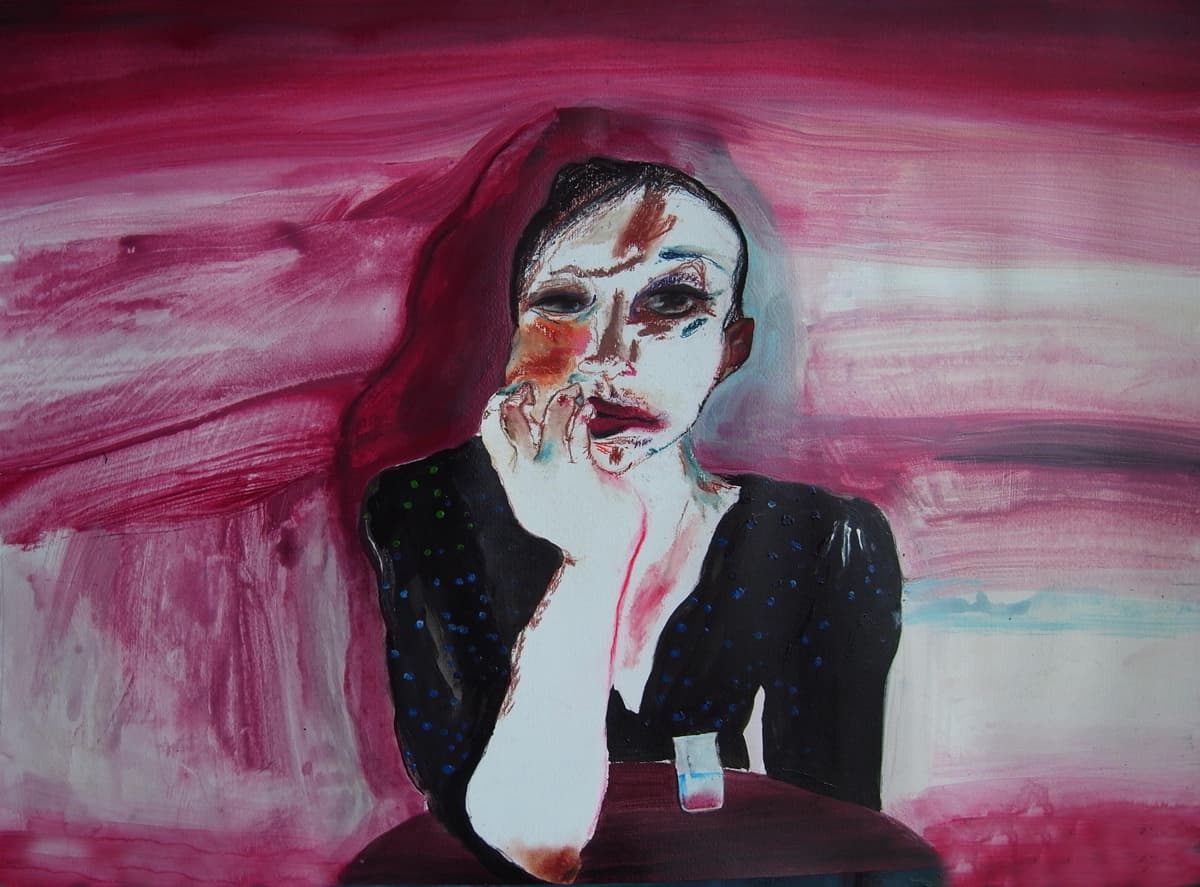 18-紅色肖像5-粉彩壓克力紙本50x70cm2011