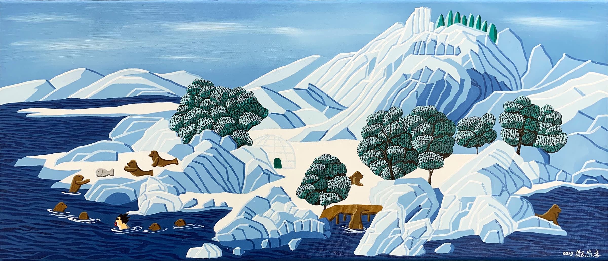 在北極跟海狗游泳