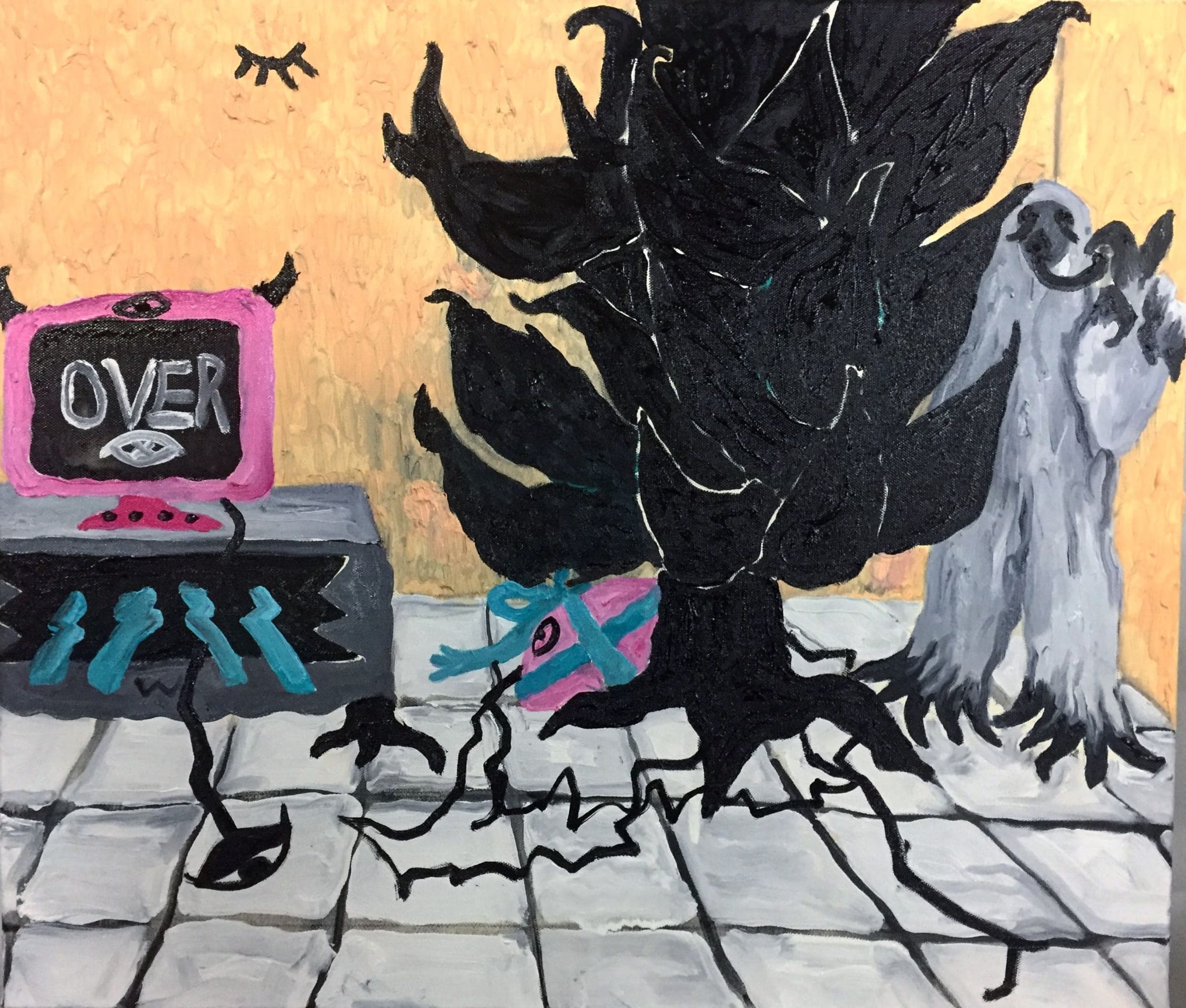 日光燈開了-2017-油彩畫布-53_45.5cm