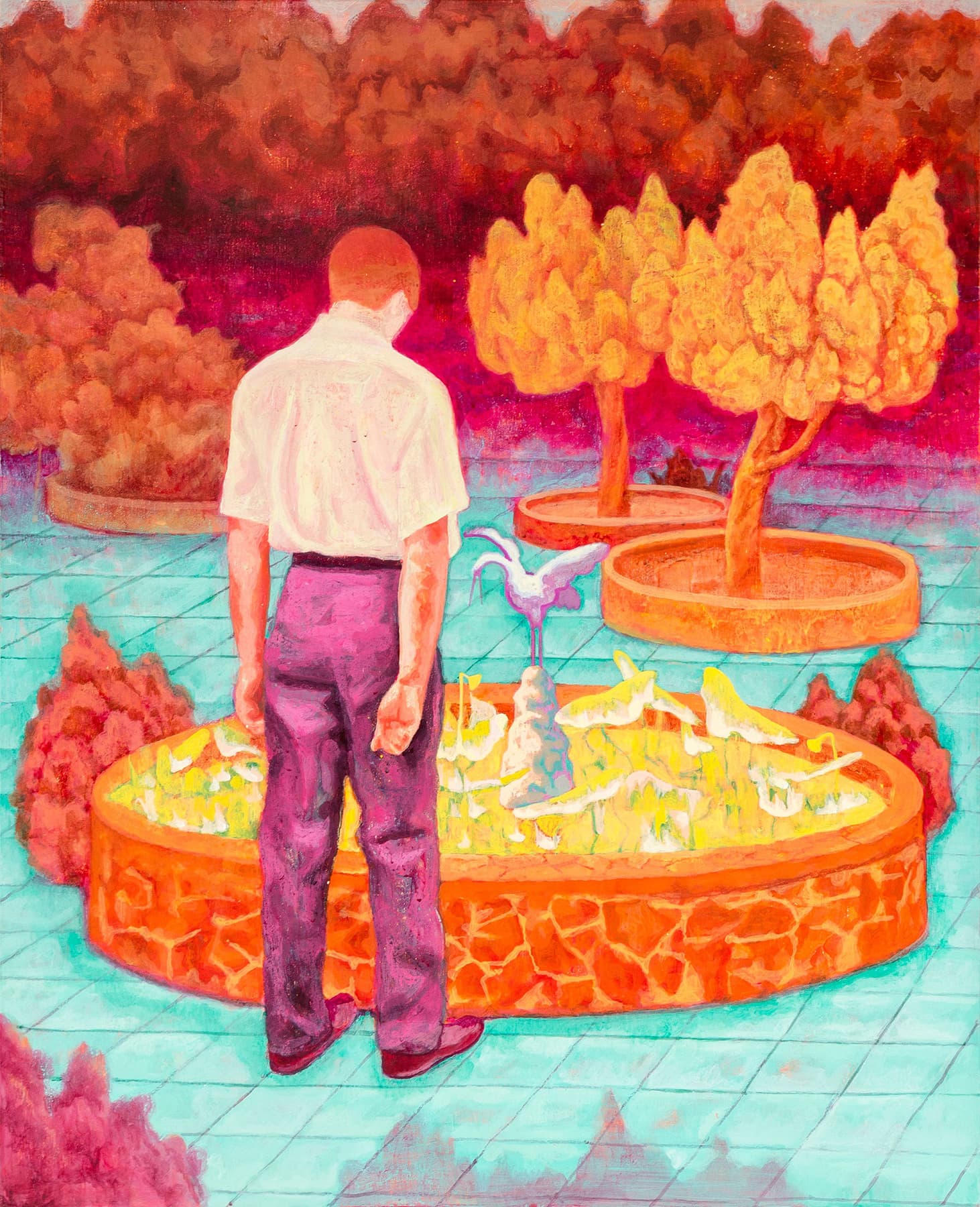 望著許願池卻沒有願望的男子